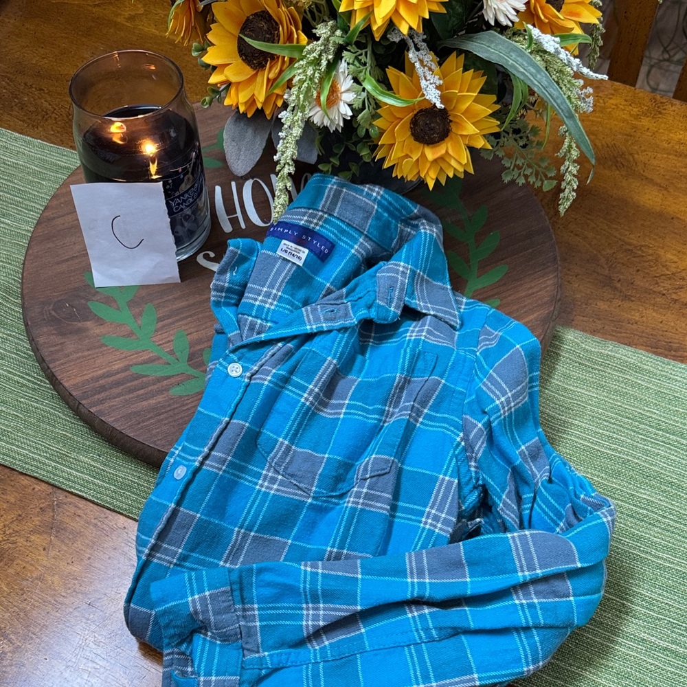 Simply Styled Blue Plaid Kids Button Down Shirt